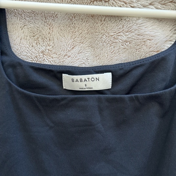 Babaton Contour Squareneck Bodysuit with Thong-cut bottom—Dark Blue - Picture 2 of 4